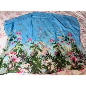 Women's Sheer Floral Pancho Top blouse One Size‎ Multicolor Resort Style Wear